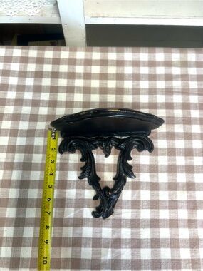 Vintage syroco wall shelf decor black gold grandma core